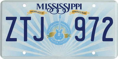 MS license plate ZTJ972