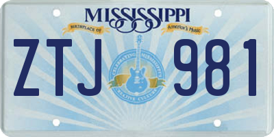 MS license plate ZTJ981