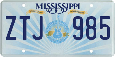 MS license plate ZTJ985
