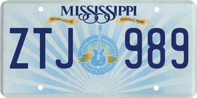 MS license plate ZTJ989