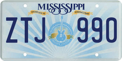 MS license plate ZTJ990
