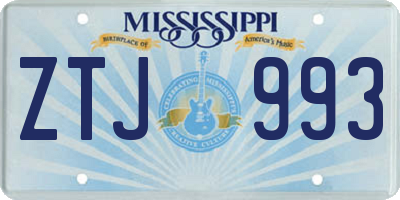 MS license plate ZTJ993