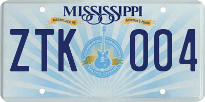 MS license plate ZTK004