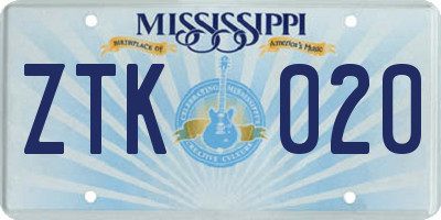 MS license plate ZTK020
