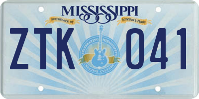 MS license plate ZTK041