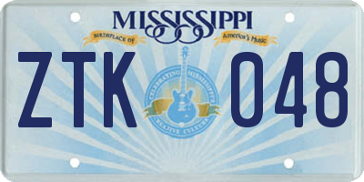 MS license plate ZTK048