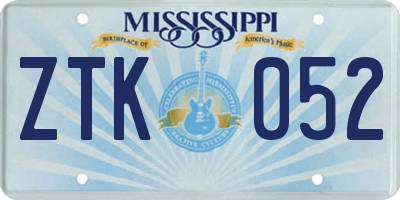 MS license plate ZTK052
