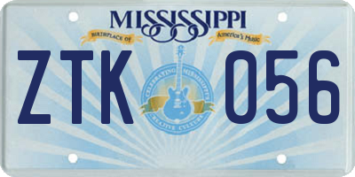 MS license plate ZTK056