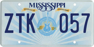MS license plate ZTK057