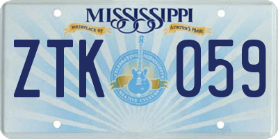 MS license plate ZTK059