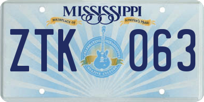 MS license plate ZTK063