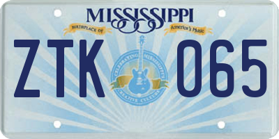 MS license plate ZTK065