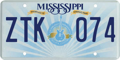 MS license plate ZTK074