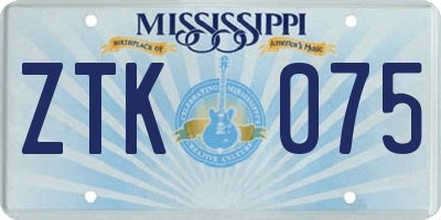 MS license plate ZTK075