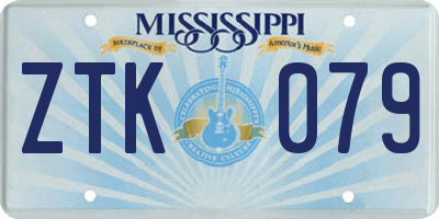 MS license plate ZTK079