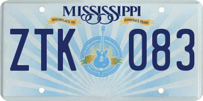 MS license plate ZTK083