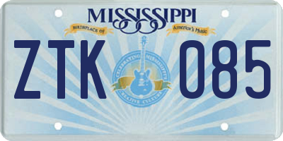 MS license plate ZTK085
