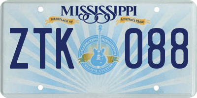 MS license plate ZTK088