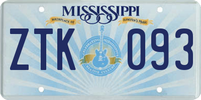 MS license plate ZTK093