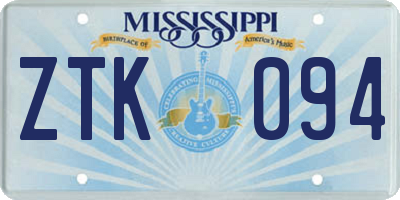 MS license plate ZTK094