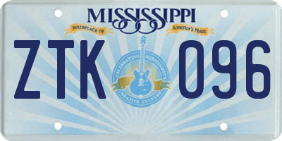 MS license plate ZTK096
