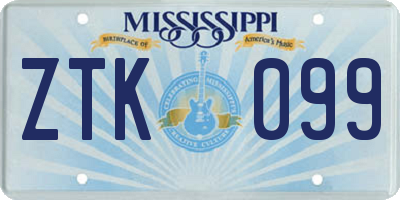 MS license plate ZTK099