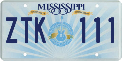 MS license plate ZTK111