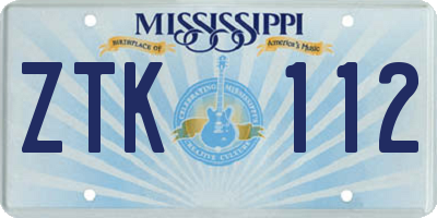 MS license plate ZTK112