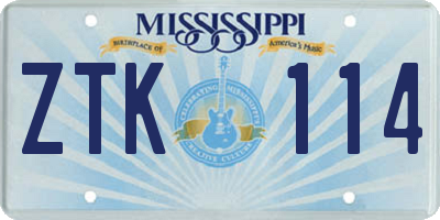 MS license plate ZTK114