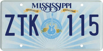 MS license plate ZTK115