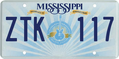 MS license plate ZTK117