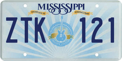 MS license plate ZTK121
