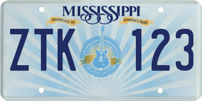 MS license plate ZTK123