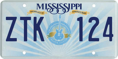 MS license plate ZTK124