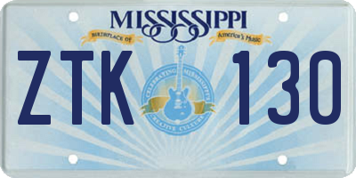 MS license plate ZTK130