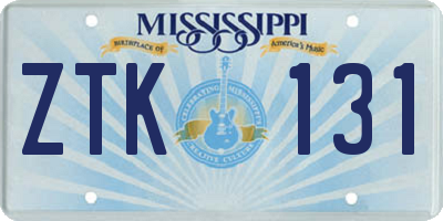 MS license plate ZTK131