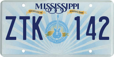 MS license plate ZTK142