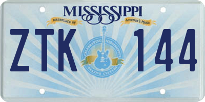MS license plate ZTK144