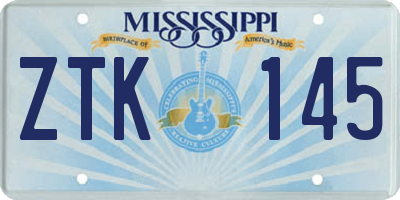 MS license plate ZTK145