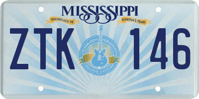 MS license plate ZTK146