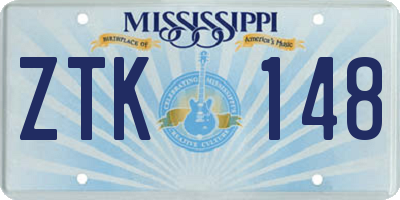 MS license plate ZTK148