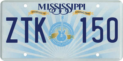MS license plate ZTK150