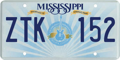 MS license plate ZTK152