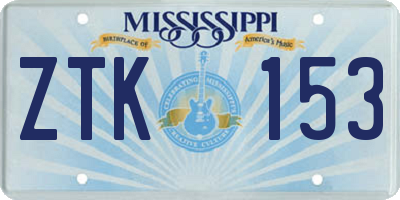 MS license plate ZTK153