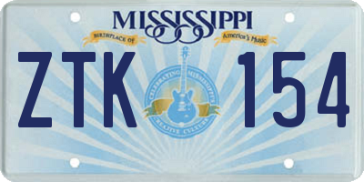 MS license plate ZTK154