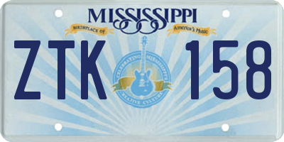 MS license plate ZTK158