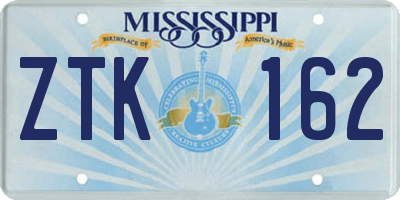MS license plate ZTK162