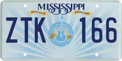 MS license plate ZTK166