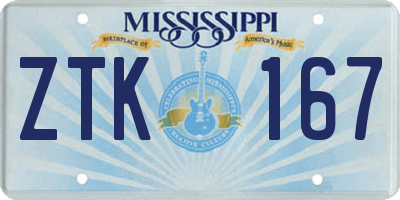 MS license plate ZTK167
