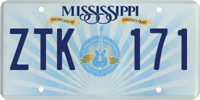 MS license plate ZTK171